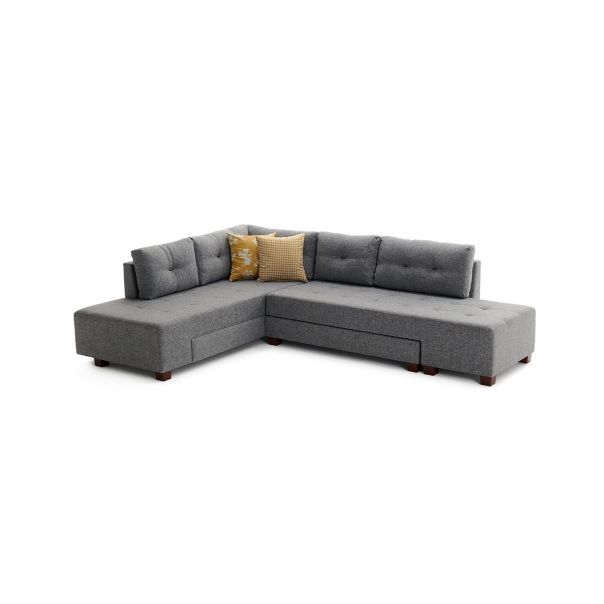 ATELIER DEL SOFA Ugaona garnitura Manama, leva, siva - 825BLC1182