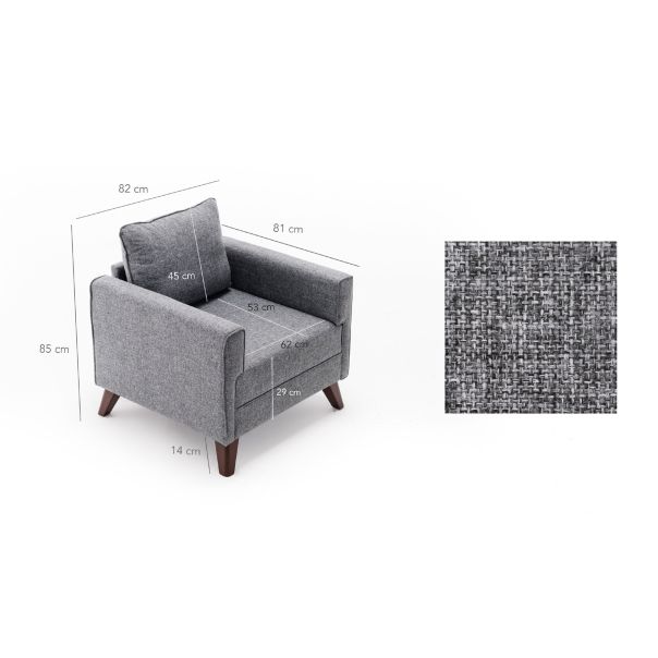 ATELIER DEL SOFA Fotelja Bella Armchair, siva - 825BLC1497