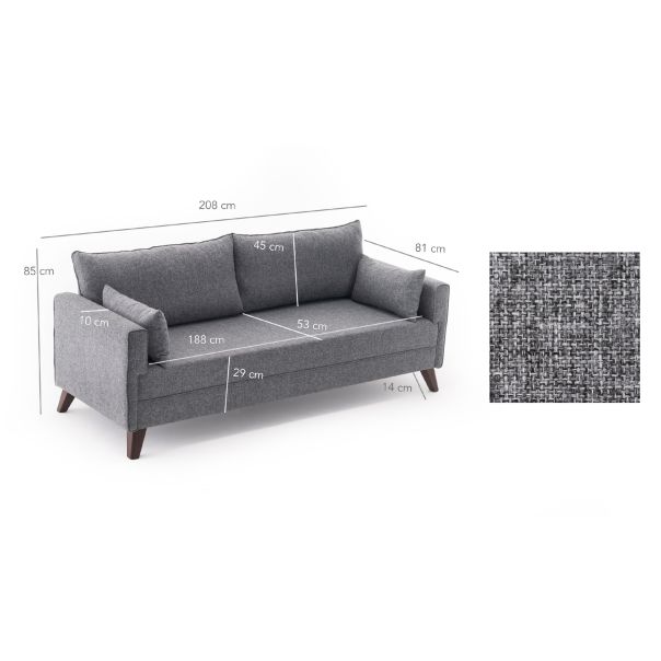 ATELIER DEL SOFA Trosed Bella, siva - 825BLC1499