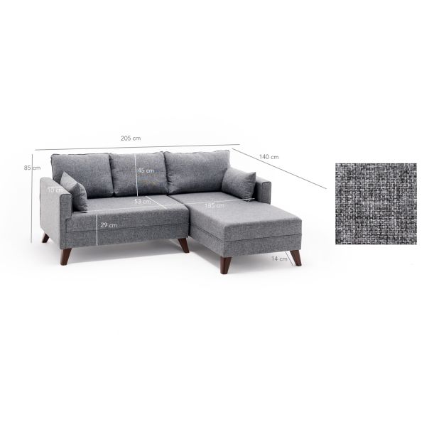 ATELIER DEL SOFA Ugaona garnitura Bella, desna, siva - 825BLC1504