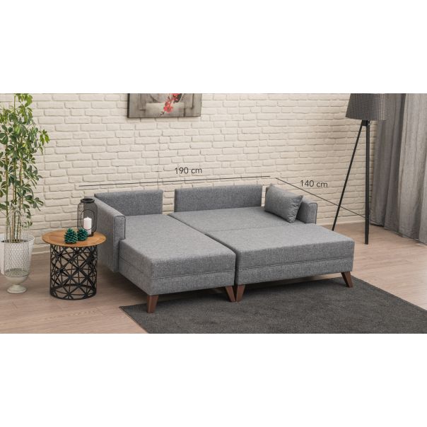 ATELIER DEL SOFA Ugaona garnitura Bella, leva, siva - 825BLC1505