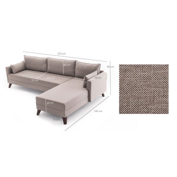 ATELIER DEL SOFA Ugaona garnitura Bella, desna, krem - 825BLC1513