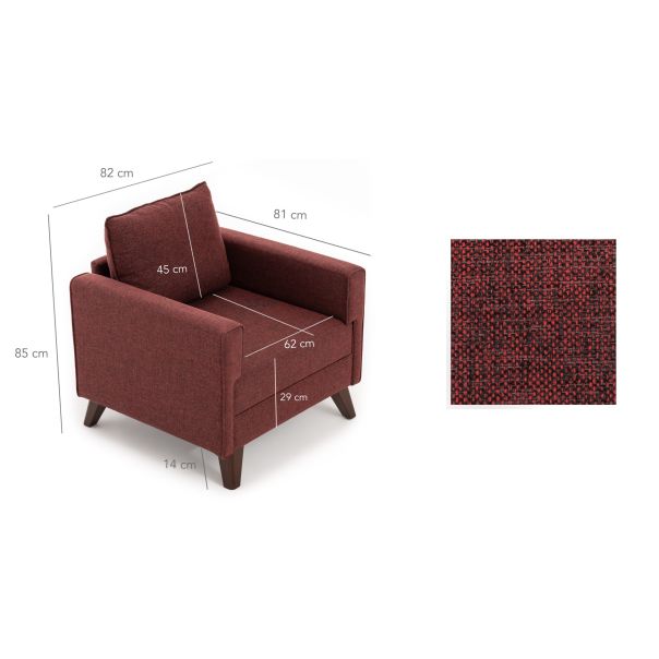 ATELIER DEL SOFA Fotelja Bella Armchair, crvena - 825BLC1514