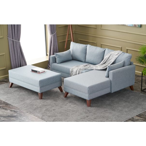 ATELIER DEL SOFA Ugaona garnitura sa tabureom Bella Soft Mini, desna, plava - 825BLC1691