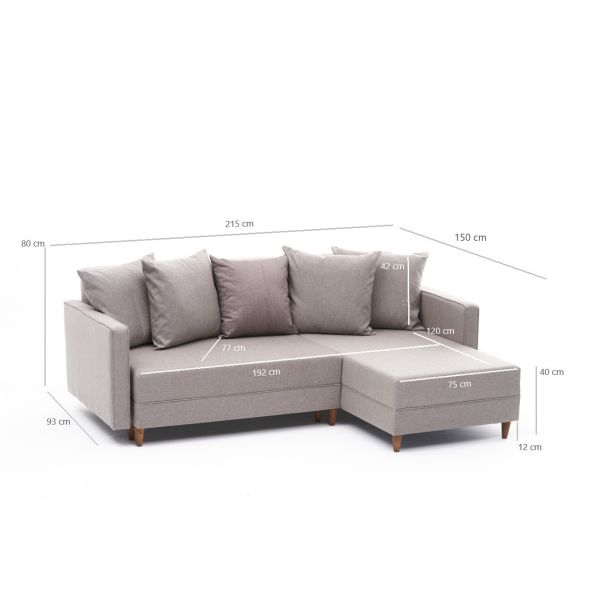 ATELIER DEL SOFA Ugaona garnitura Aydam, desna, krem - 825BLC1716