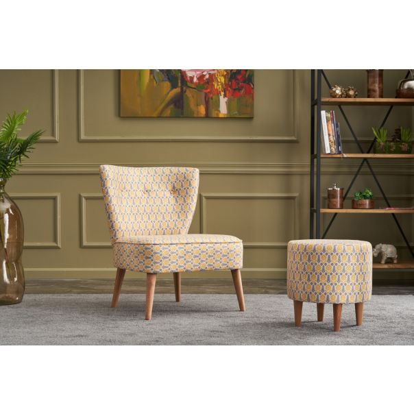 ATELIER DEL SOFA Fotelja Viola Berjer Papatya, siva/žuta - 825BLC2337