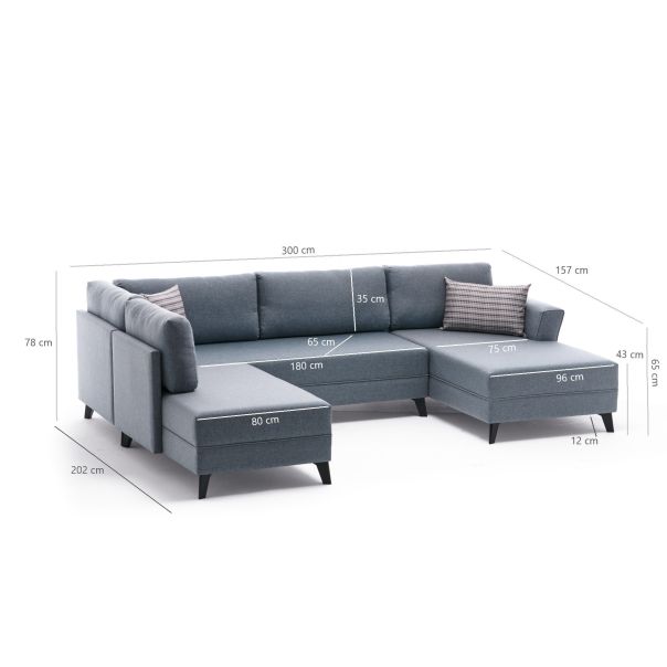 ATELIER DEL SOFA Ugaona garnitura Belen, antracit - 825BLC2527