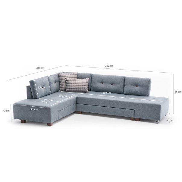 ATELIER DEL SOFA Ugaona garnitura Manama, leva, svetloplava - 825BLC2542