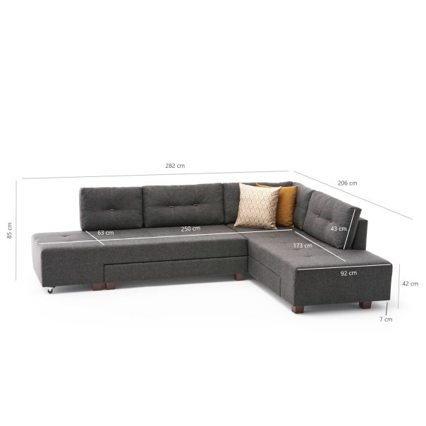 ATELIER DEL SOFA Ugaona garnitura Manama, desna, antracit - 825BLC2544