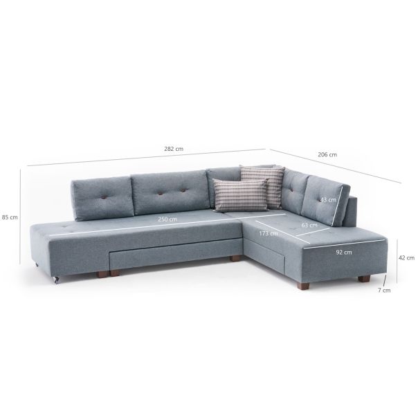 ATELIER DEL SOFA Ugaona garnitura Manama, desna, svetloplava - 825BLC2545