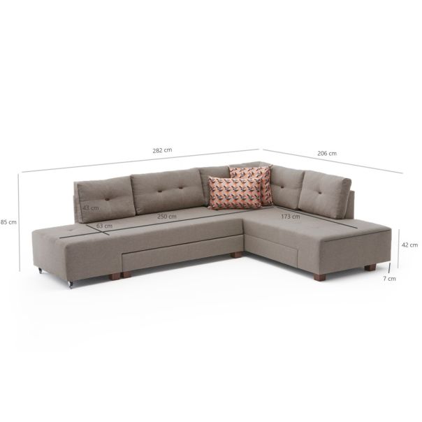 ATELIER DEL SOFA Ugaona garnitura Manama, desna, krem - 825BLC2546
