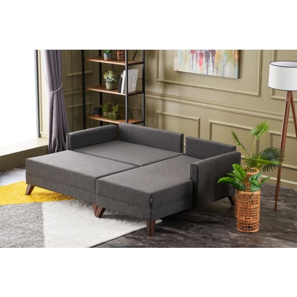 ATELIER DEL SOFA Ugaona garnitura sa tabureom Bella Mini, desna, antracit - 825BLC2578
