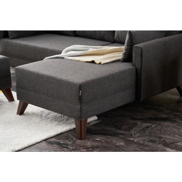 ATELIER DEL SOFA Ugaona garnitura sa tabureom Bella Mini, desna, antracit - 825BLC2578