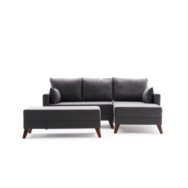 ATELIER DEL SOFA Ugaona garnitura sa tabureom Bella Mini, desna, antracit - 825BLC2578