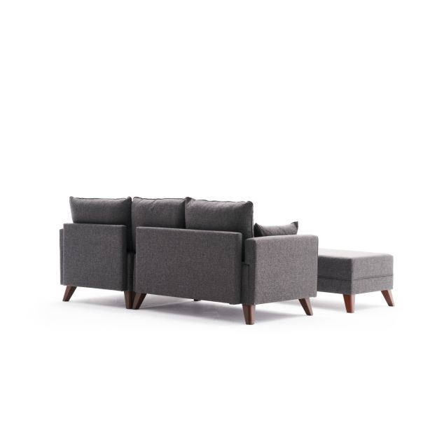 ATELIER DEL SOFA Ugaona garnitura sa tabureom Bella Mini, desna, antracit - 825BLC2578