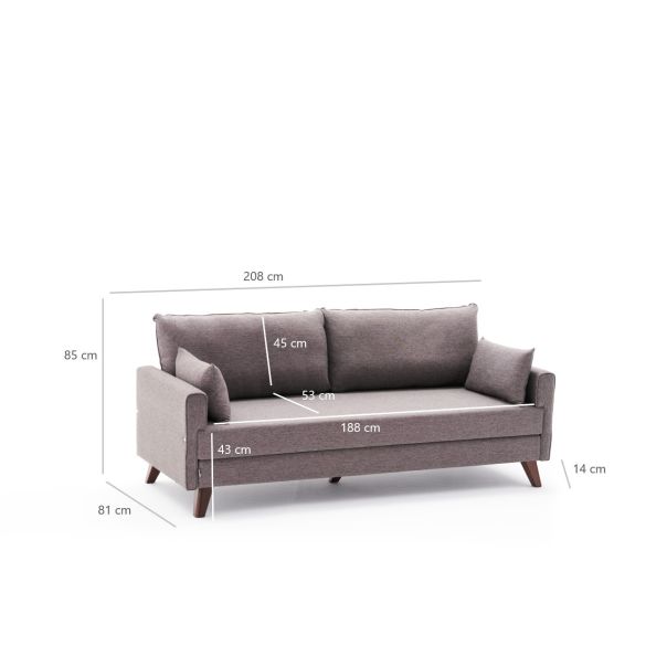ATELIER DEL SOFA Trosed Bella Sofa bed, braon - 825BLC2583