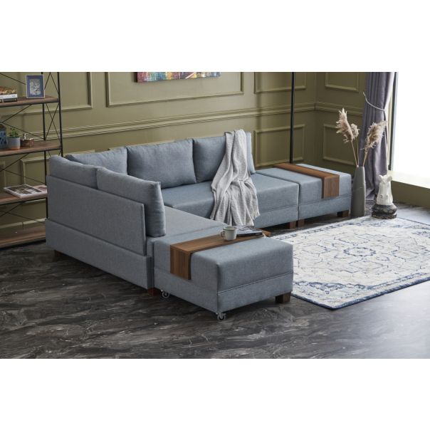 ATELIER DEL SOFA Ugaona garnitura Fly, leva, plava - 825BLC2670