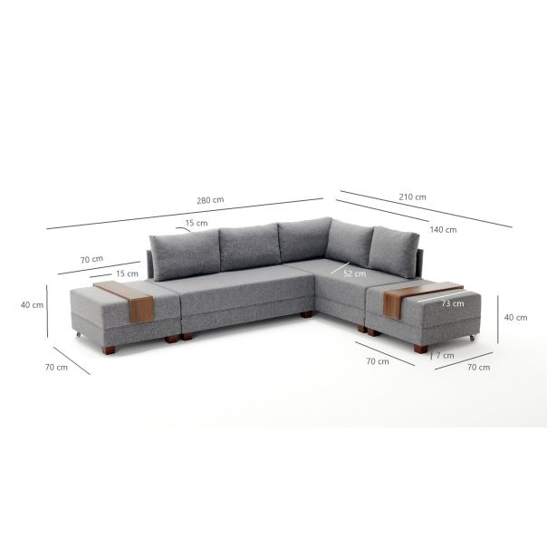 ATELIER DEL SOFA Ugaona garnitura Fly, desna, krem - 825BLC2671