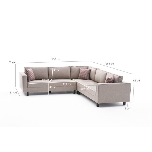 ATELIER DEL SOFA Ugaona garnitura Kale Linen, krem - 825BLC2712