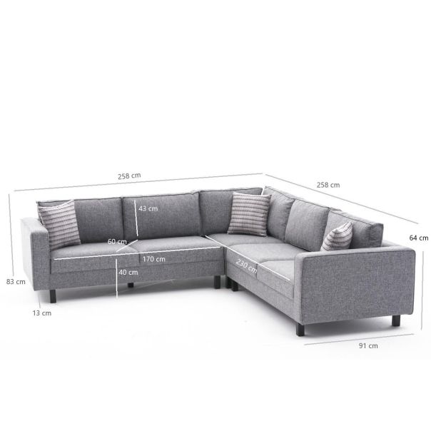 ATELIER DEL SOFA Ugaona garnitura Kale Linen, siva - 825BLC2713