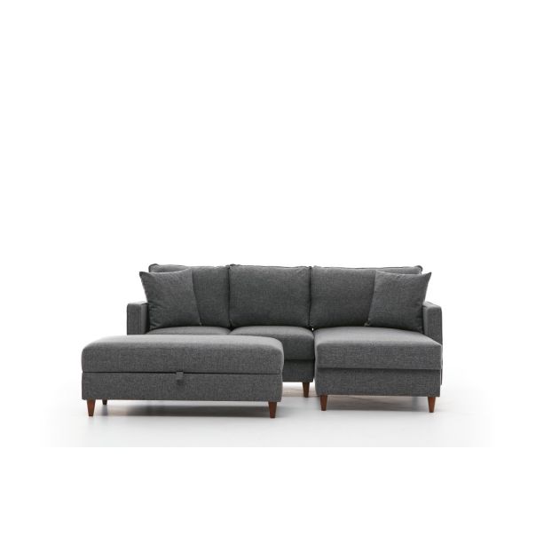 ATELIER DEL SOFA Ugaona garnitura sa tabureom Eva, desna, siva - 825BLC2781