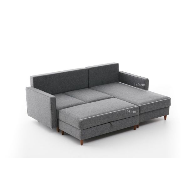 ATELIER DEL SOFA Ugaona garnitura sa tabureom Eva, desna, siva - 825BLC2781