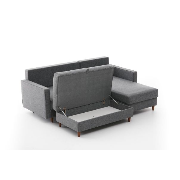 ATELIER DEL SOFA Ugaona garnitura sa tabureom Eva, desna, siva - 825BLC2781