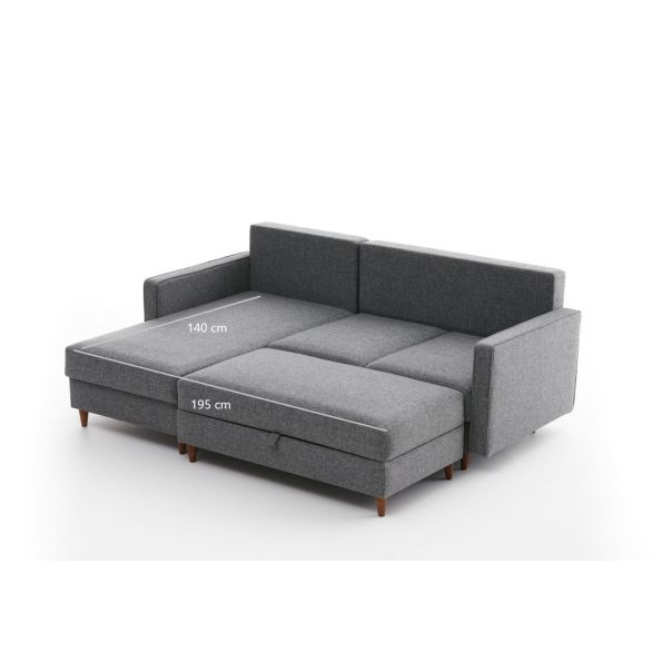ATELIER DEL SOFA Ugaona garnitura sa tabureom Eva, leva, siva - 825BLC2782