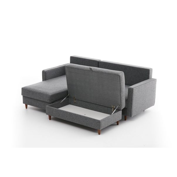 ATELIER DEL SOFA Ugaona garnitura sa tabureom Eva, leva, siva - 825BLC2782
