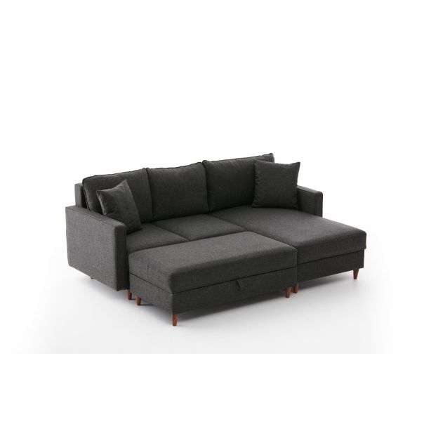 ATELIER DEL SOFA Ugaona garnitura sa tabureom Eva, desna, antracit - 825BLC2783