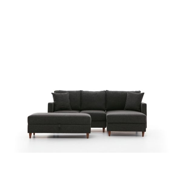 ATELIER DEL SOFA Ugaona garnitura sa tabureom Eva, desna, antracit - 825BLC2783