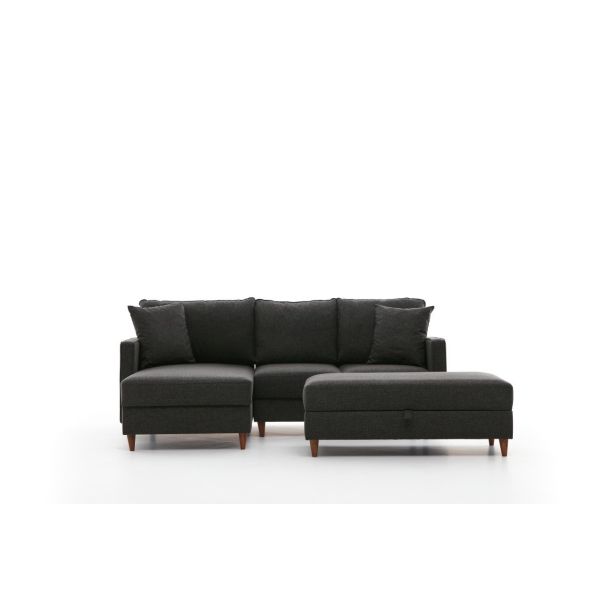 ATELIER DEL SOFA Ugaona garnitura sa tabureom Eva, leva, antracit - 825BLC2784