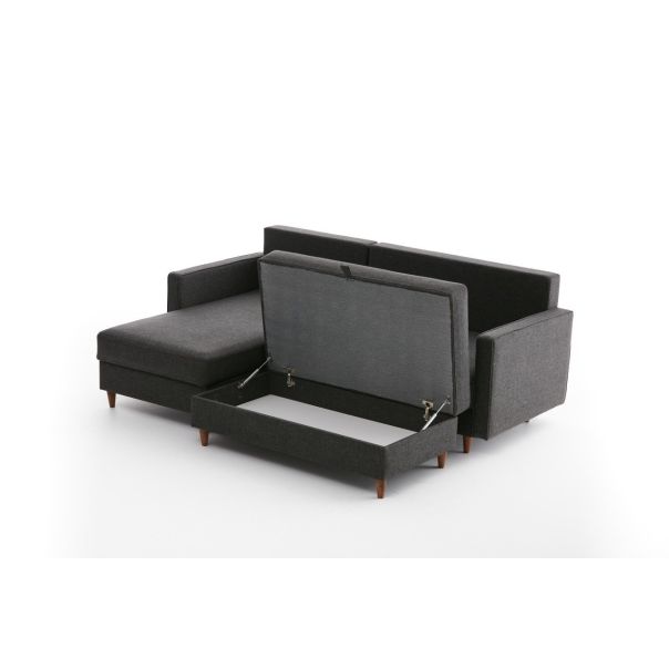 ATELIER DEL SOFA Ugaona garnitura sa tabureom Eva, leva, antracit - 825BLC2784