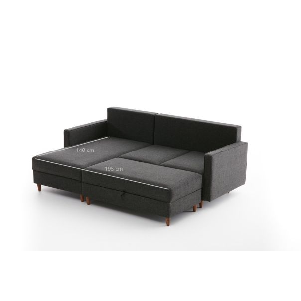 ATELIER DEL SOFA Ugaona garnitura sa tabureom Eva, leva, antracit - 825BLC2784