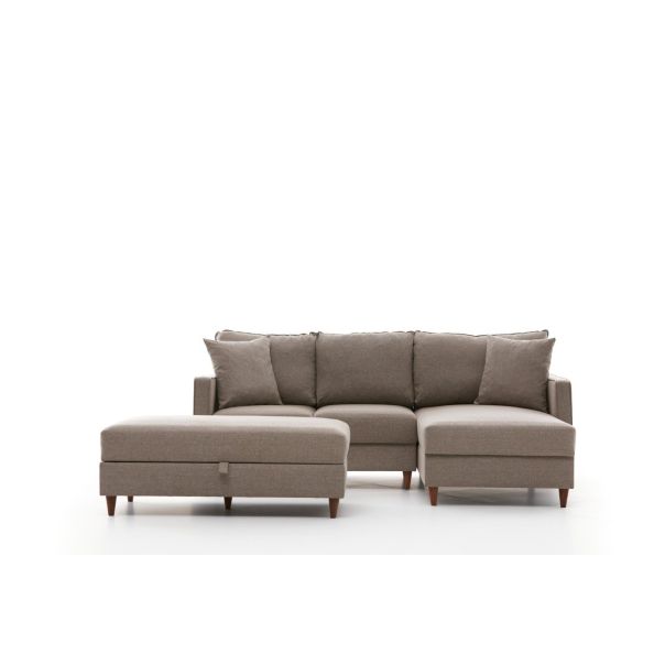 ATELIER DEL SOFA Ugaona garnitura sa tabureom Eva, desna, krem - 825BLC2785