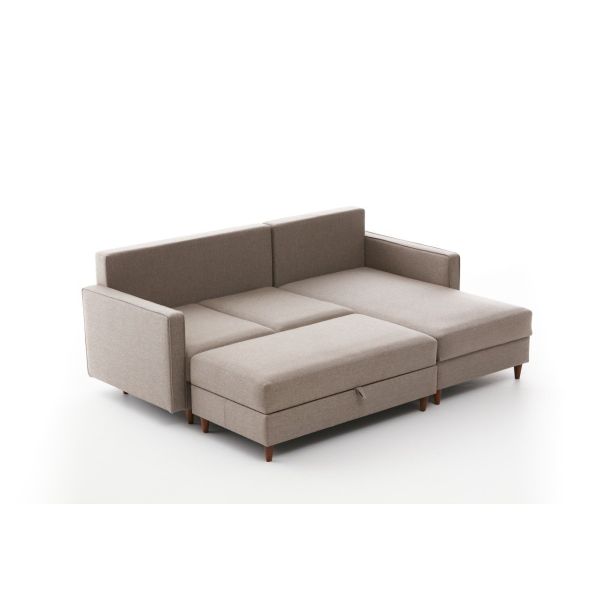 ATELIER DEL SOFA Ugaona garnitura sa tabureom Eva, desna, krem - 825BLC2785
