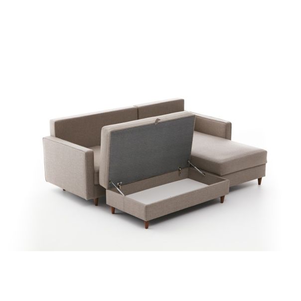 ATELIER DEL SOFA Ugaona garnitura sa tabureom Eva, desna, krem - 825BLC2785