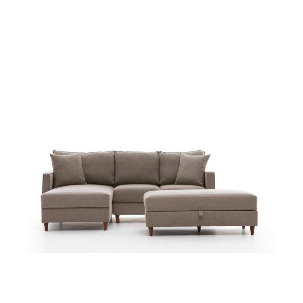 ATELIER DEL SOFA Ugaona garnitura sa tabureom Eva, leva, krem - 825BLC2786
