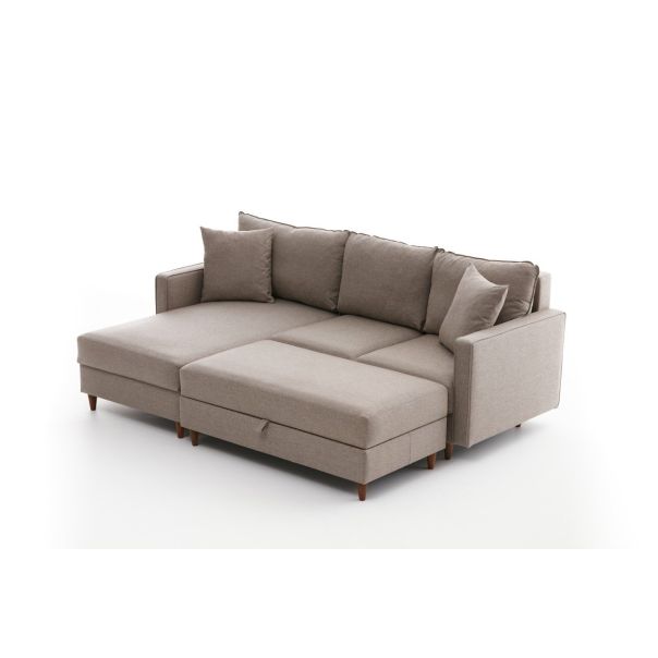 ATELIER DEL SOFA Ugaona garnitura sa tabureom Eva, leva, krem - 825BLC2786