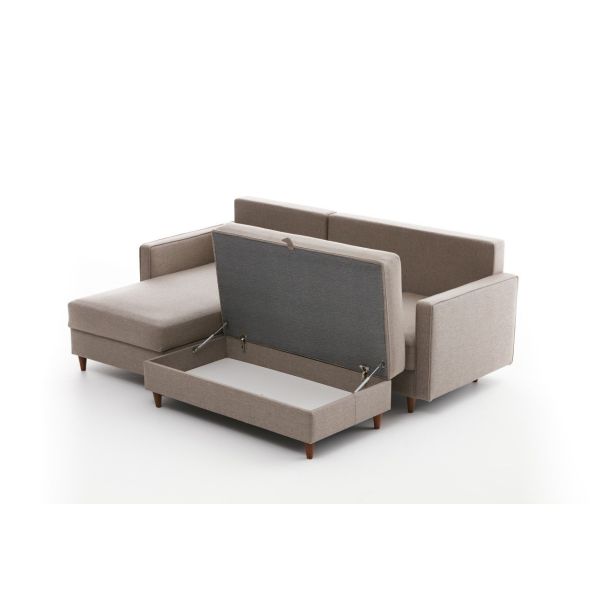 ATELIER DEL SOFA Ugaona garnitura sa tabureom Eva, leva, krem - 825BLC2786