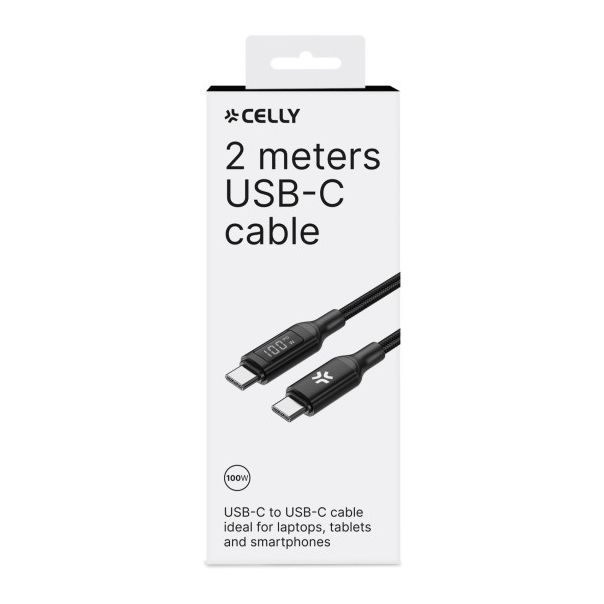 CELLY Kabl USB-C na USB-C 100W sa LED displejem - USBCUSBC100WLED