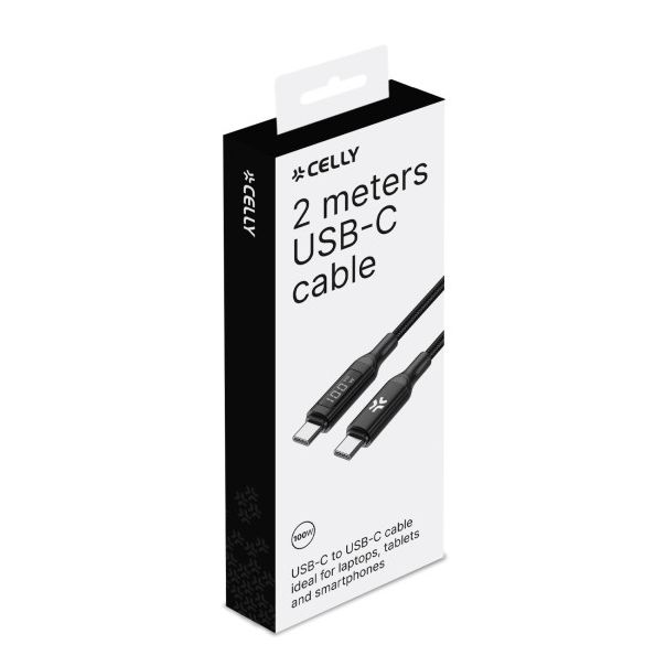CELLY Kabl USB-C na USB-C 100W sa LED displejem - USBCUSBC100WLED
