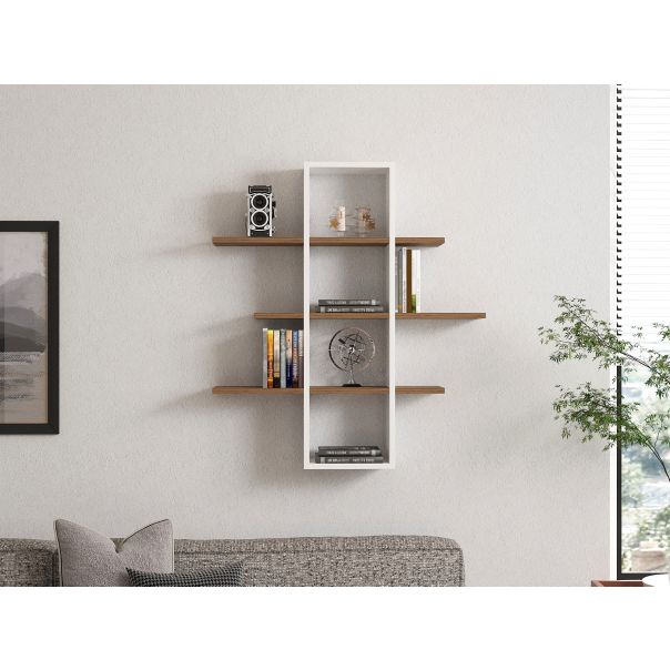 HANAH HOME Zidna polica Ardo, bela/braon - 835PUQ1641