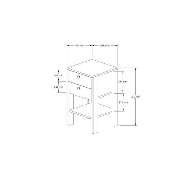 HANAH HOME Noćni stočić Ruzisa, bela - 835PUQ2707