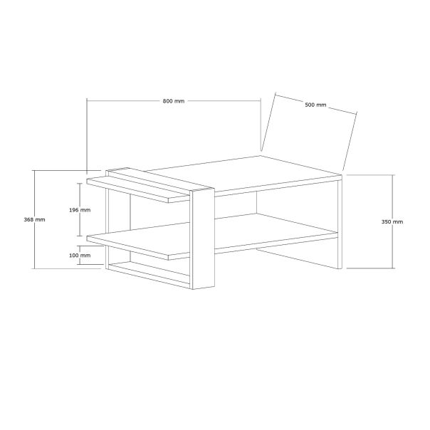 HANAH HOME Klub sto Gaye, bela/braon - 835PUQ2816