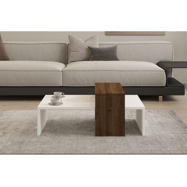 HANAH HOME Klub sto Glow, bela/braon - 835PUQ2817