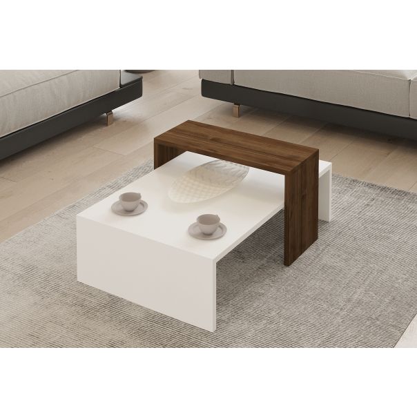 HANAH HOME Klub sto Glow, bela/braon - 835PUQ2817