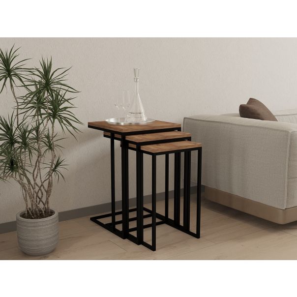 HANAH HOME Set stolova Stoli, braon/crna - 174260