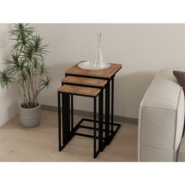 HANAH HOME Set stolova Stoli, braon/crna - 174260