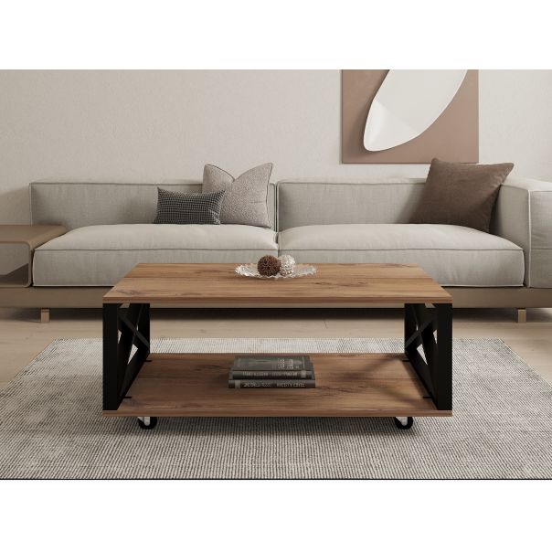 HANAH HOME Klub sto Refia, braon/crna - 835PUQ2835